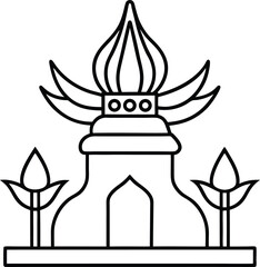 Sacred Stupa with Lotus Flower Motif