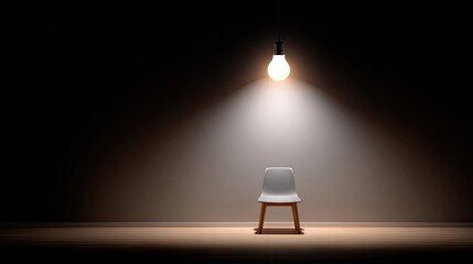 Bright Light Illuminates Empty Chair in Dark Room Setting