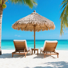 Classic Tropical Getaway with Thatched Roof Shade