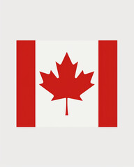 Simple Canadian flag design in Scandinavian style. Symmetric red leaf and bars on a clean white background