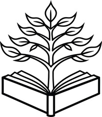 Tree Growing from Book Symbol