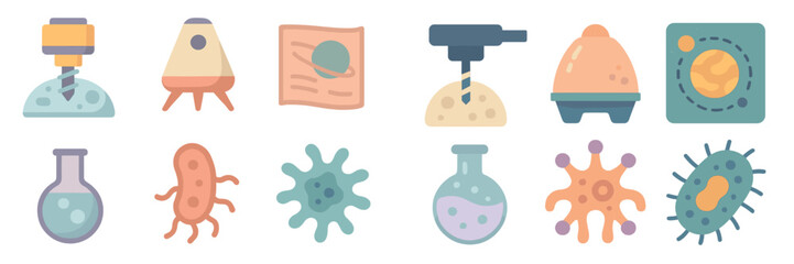 Visual representation of scientific exploration with microbes and space elements illustrating research concepts