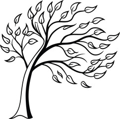 Abstract Tree with Flowing Leaves