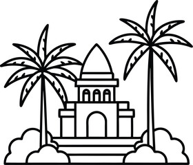 Small Dome Temple with Palm Trees