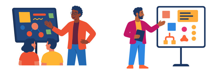 Educators engage students in interactive learning activities during a workshop at a community center in the afternoon