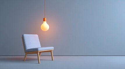 Modern Chair and Pendant Light in Minimalist Interior Setting