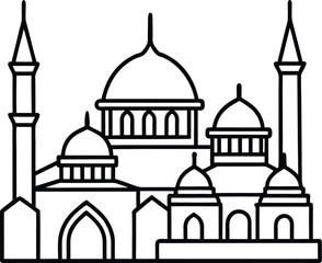 Mosque with Domes Outline