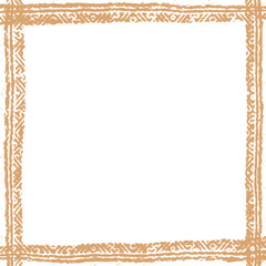 手描きでエスニック風の黄土色の四角いフレーム　Adobe Illustrator Artwork