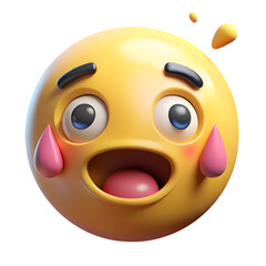 3d icon of a surprised and happy 3d emoji, isolated on transparent background