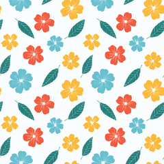 Colorful floral pattern with flowers and leaves