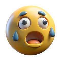 Fototapeta premium 3d icon of a 3d surprised crying emoji face isolated on transparent background