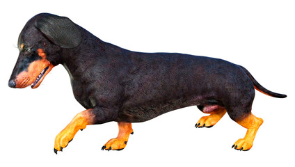 3D Rendering Dachshund on White