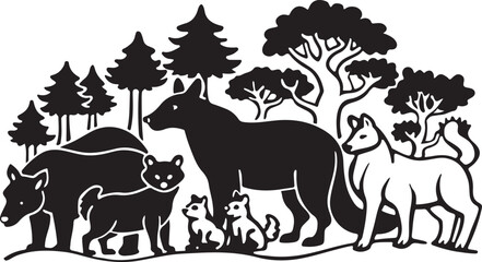 Wild animal and horse silhouettes, including farm horses and other mammals, are perfect as isolated black vector illustrations