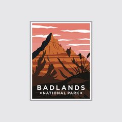 poster badlands nationalBadlands National Park poster illustration, mountain scenery poster design. park...