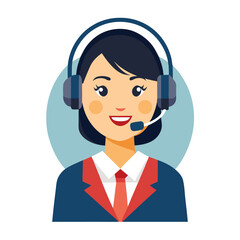 Business woman in headset portrait photo