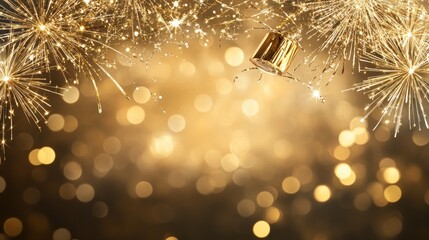 Golden Fireworks Celebration: A Festive New Year's Eve Background