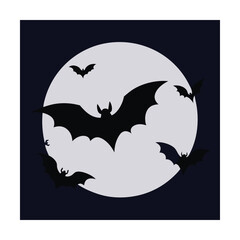 Naklejka premium Flying Bat Swarm Silhouette Frames for Halloween Concepts