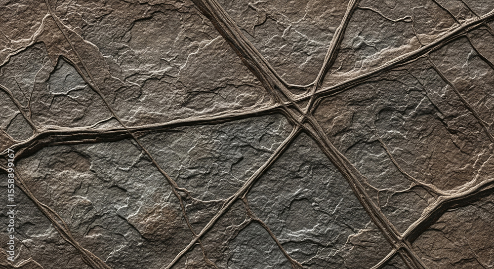Poster gray and brown stone texture with embossed vein-like pattern, showcasing a rough and natural surface