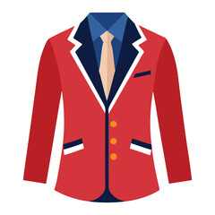 Red Blazer with Blue Collar and Beige Tie Stylish Men's Formal Jacket Illustration