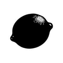 Minimalist black silhouette of a lime on a white background