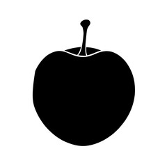 Minimalist black silhouette of a plum on a clean white background