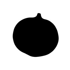 Minimalist black silhouette of grapefruit on white background