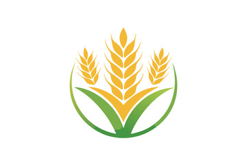 Golden Wheat Stalks Agriculture Logo Design, Farm Harvest Symbol