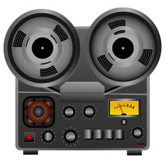 Vintage Analog Reel-to-Reel Tape Recorder &ndash; Editable Vector Icon