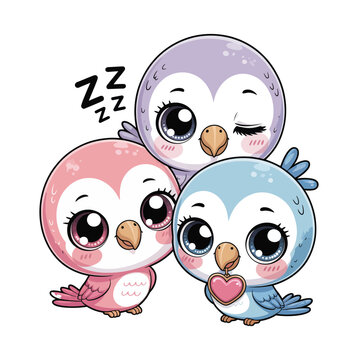 set of funny cartoon parot