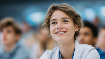 Engaged medical students learning together at a desk in bright light