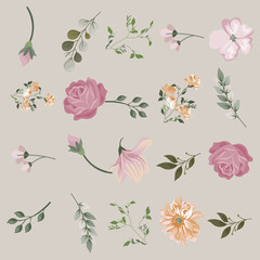 Florar Pattern. Abstract Floral Background Design with Artistic Botanical Elements