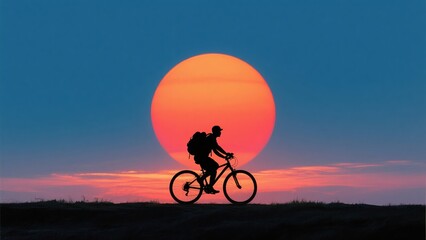 Obraz premium A bicycle journey at sunset