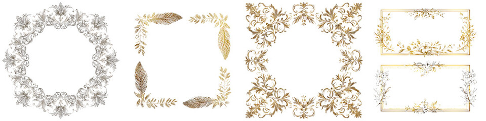 Gold and Silver Floral Frames Collection for Wedding Design