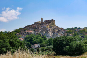 The landscape around a small town in the Potenza province, Italy.