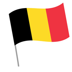 Belgium national flag flutters with flagpole