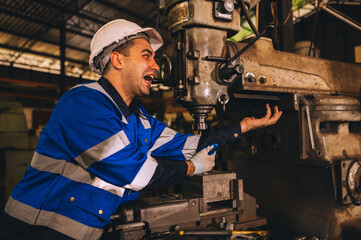 Testing innovative new automatic turning tools for smart industries professional robot engineer...