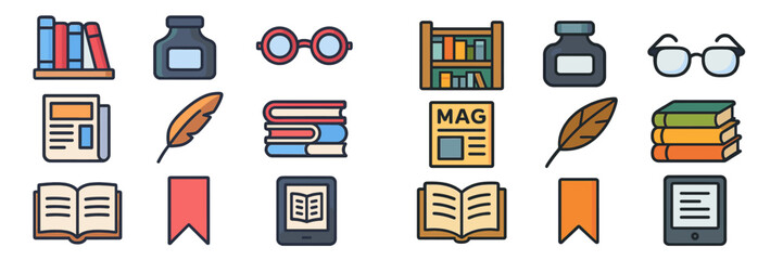 Colorful collection of reading materials and writing tools in a cozy study environment