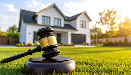 Judge's gavel in front of a house (2)