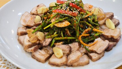 Boiled pork with vegetables