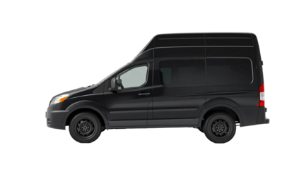 Black cargo van isolated on transparent background