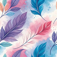 "Watercolor Floral Pattern with Soft Pastel Colors and Delicate Leaves"


