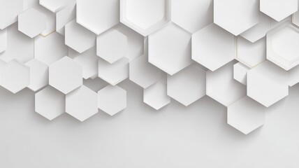 Geometric hexagonal pattern on subtle white background. Neural network AI generated