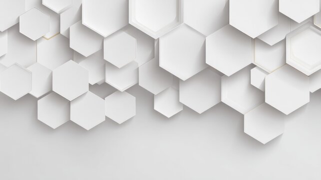 Geometric hexagonal pattern on subtle white background. Neural network AI generated