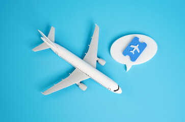 Airplane and ticket. Flight booking. Security and booking policy for passengers. E-ticketing...