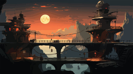Forest Platform for Comic Background.