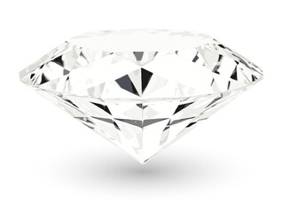 Faceted diamond on white background. Vector illustration