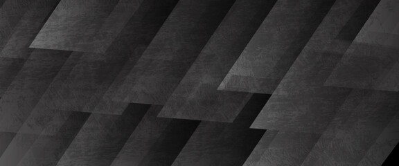 Black rough grunge abstract background overlap layer on dark space with diagonal lines decoration. Modern graphic design element vintage style concept for web banner, flyer, card or brochure cover