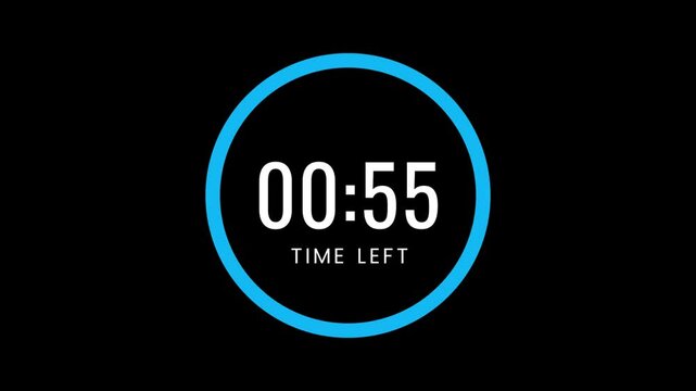 One minute countdown blue animation time left timer circle countdown, one, zero, 6o, live, stream, exercise, workout