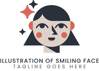 Smiling Woman Geometric Illustration  Positive Vibes  Modern