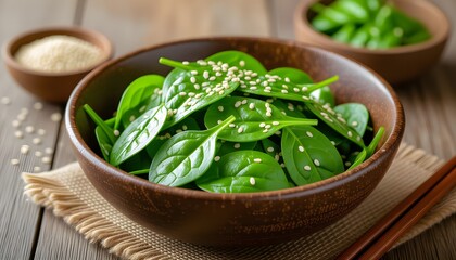 Homemade Sesame Asian Spinach Salad with Soy Sauce